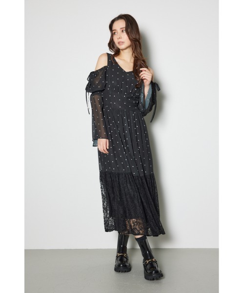 rienda ワンピース 2WAYレースドッキングフレア 春服 : ZOZOTOWN