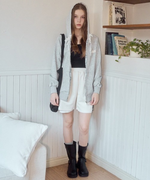 パーカー フードチェックパーカー/hood check parker レディース Birthday room パーカー フードチェックパーカー/hood check