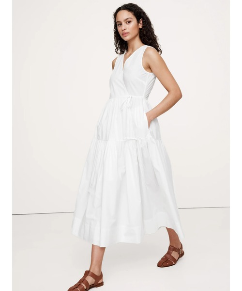 DVF☆コットン混ポプリン ベルト付き マキシワンピース♪送料込 DVF☆コットン混ポプリン ベルト付き マキシワンピース♪送料込
