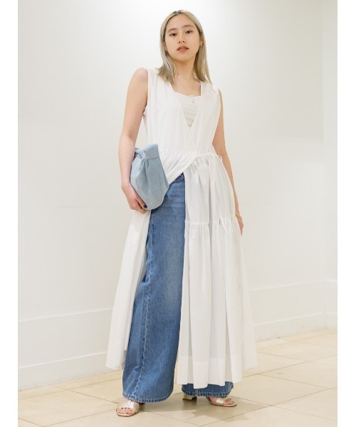 コットンポプリン★プリーツラップワンピース★ CLAUDIE PIERLOT CLAUDIE PIERLOT コットンポプリン ミニラップドレス プリーツ