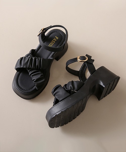 サンダル blackdia ocean ストラップ 厚底サンダル レディース