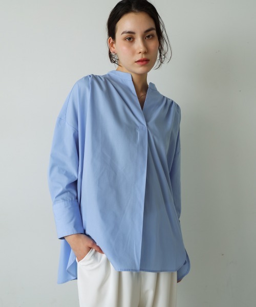 ブラウス シャツ 後タック長袖チュニックシャツジャケット レディース cw00616.jpg