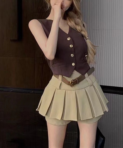 gossip!ロサンゼルス スカート 付属ベルト付き ハイウエストプリーツ
