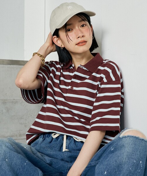 tシャツ マルチボーダーポロシャツ レディース FREAK'S STORE tシャツ マルチボーダー ポロシャツ レディース
