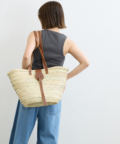 ファティマモロッコ　かごバッグ レザー新品 Fatima Morocco Fatima Morocco/ファティマ モロッコ】フチレザーロープ
