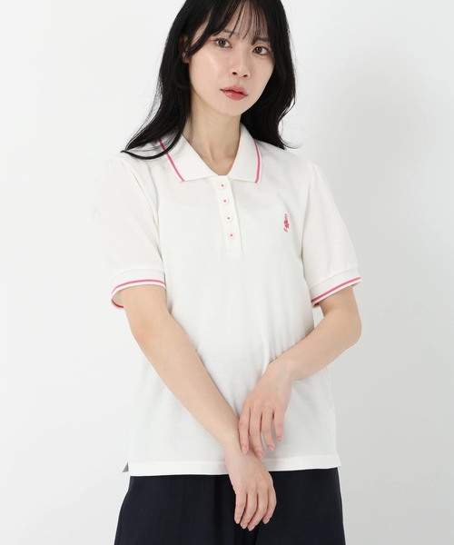 tシャツ スティッチカノコ＿ＳＦクローバー刺繍ポロシャツ　Tシャツ・カットソー レディース