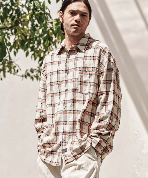 CAMBIO（カンビオ） シャツ ms6102-Distressed Check Shirts チェック