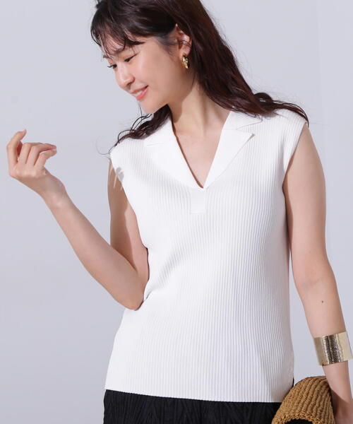 GFORE ホワイト ノースリーブポロシャツ 正規品日本製 N.Natural Beauty Basic ポロシャツ ポロ ノースリーブカイキン