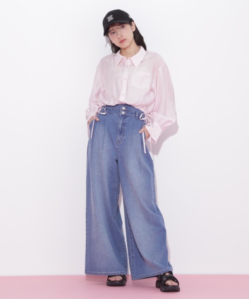 すぐ届く【JILL by JILL】可愛い EDWIN デニム ワイド パンツ すぐ届く【JILL by JILL】可愛い EDWIN デニム ワイド パンツ
