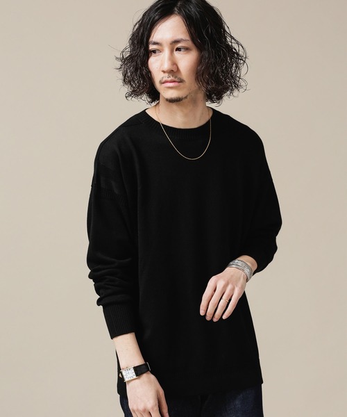 「NANO universe」 長(zhǎng)袖ニット L ブラック メンズ