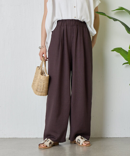 Jena espace merveilleux パンツ リネンカーブパンツ レディース