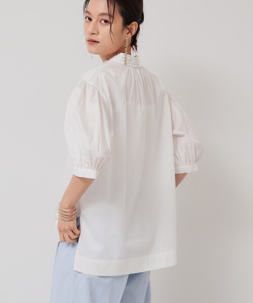 ブラウス シャツ 「シャーリング／チュニック」スキッパーブラウス レディース