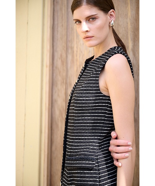 Estella.K ワンピース Alice Tweed Long Dress ボーダーツイード 