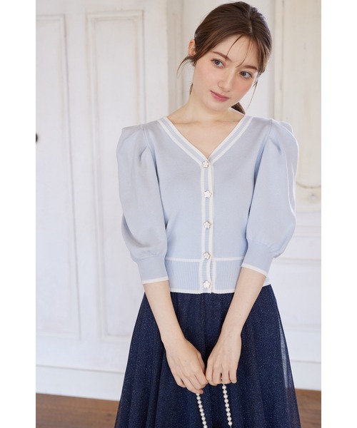 トッコクローゼット tocco closet フラワー釦パワーショルダー配色ニットカーディガン 楽天市場】フラワー釦パワーショルダー配色ニットカーディガン