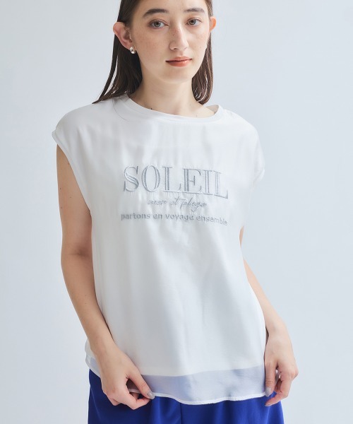 tシャツ チュールドッキングシシュウTシャツ「手洗い可能」 レディース