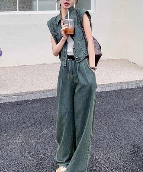 aporina セットアップ Aelina セットアップ デニムセットアップ レディース : ZOZOTOWN