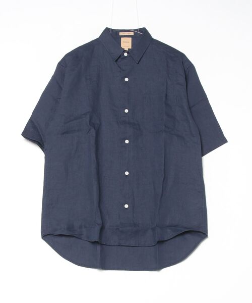 Sanca 麻素材 ギャザー仕立て オープンカラー半袖シャツ サンカ Sanca（サンカ） シャツ 「Sanca」サンカ / JAPAN LINEN MINI REGULAR