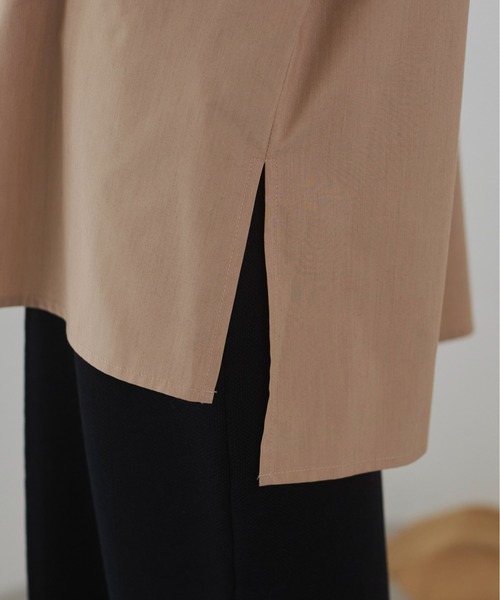 ANGIE ブラウス シャツ バンドカラー チュニック シャツ (長袖