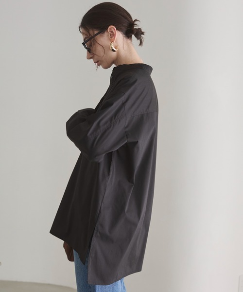 ANGIE ブラウス シャツ バンドカラー チュニック (長袖