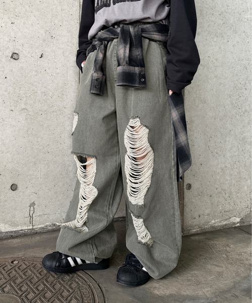 「sedacle」 ダメージ加工デニムパンツ MEDIUM インディゴブルー メンズ