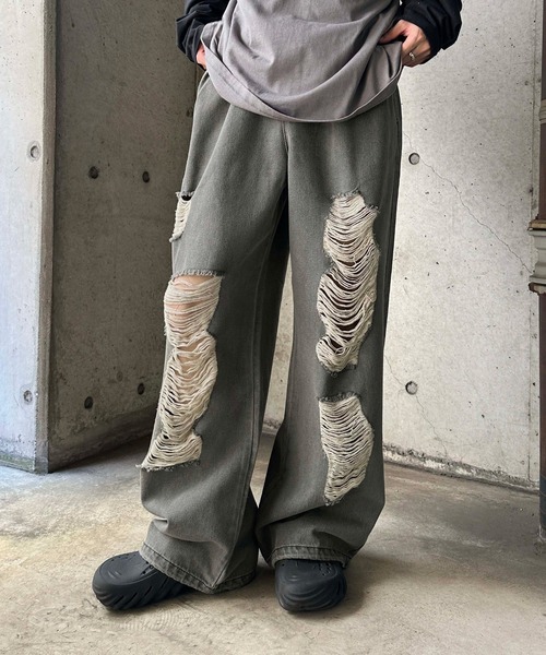 「sedacle」 ダメージ加工デニムパンツ MEDIUM インディゴブルー メンズ