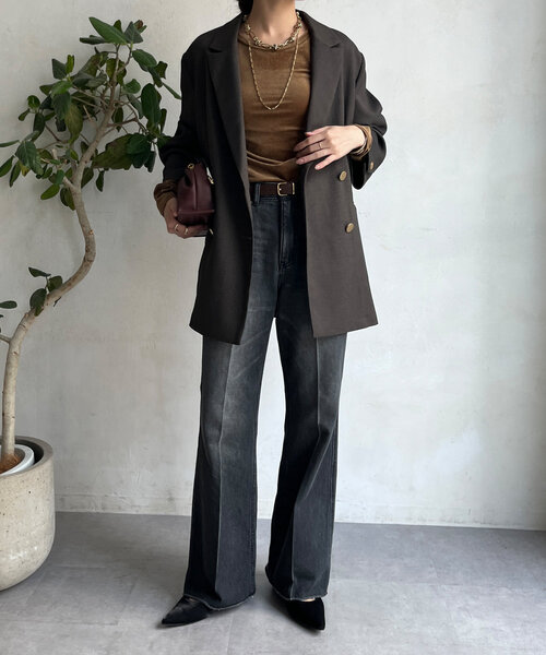 「DouDou」 加工デニムパンツ 36 ブルー レディース_画像4