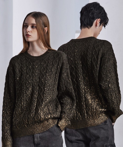 CLEL（クレイル） セーター ニット 「CLEL」Foil Print Cable Crew 