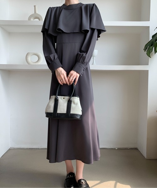 Maison Calme パーティードレス ワンピース ケープデザインバック 