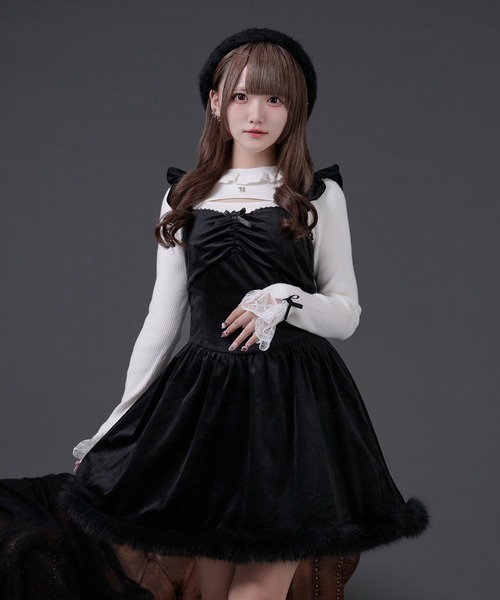 Pal elfy ワンピース ファー付きベロアキャミワンピース : ZOZOTOWN