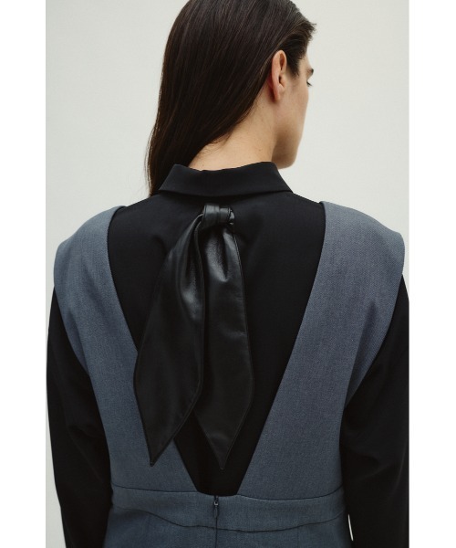 RIM.ARK ブラウス シャツ Synthetic leather tie SH シンセティック