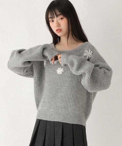Heather（ヘザー） ニット セーター フラワーモチーフニット 612876