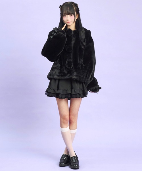 シークレットハニー　ウサ耳ファーコート　黒 セール】うさ耳ファーコート（その他アウター）｜Secret Honey
