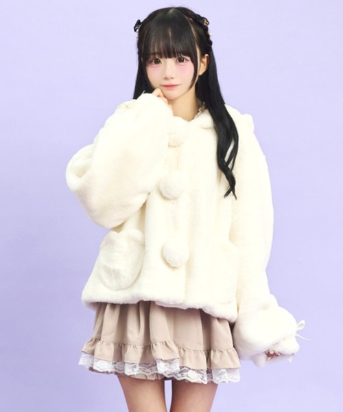 うさみみコート Amilige（アミリージュ） コート アウター ウサ耳ファーZIPコート