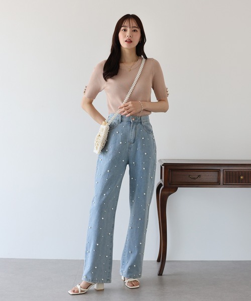 「BLUEEAST」 半袖ニット MEDIUM ブラック レディース_画像6