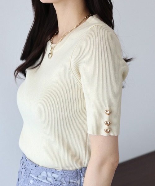 「BLUEEAST」 半袖ニット MEDIUM ブラック レディース_画像8