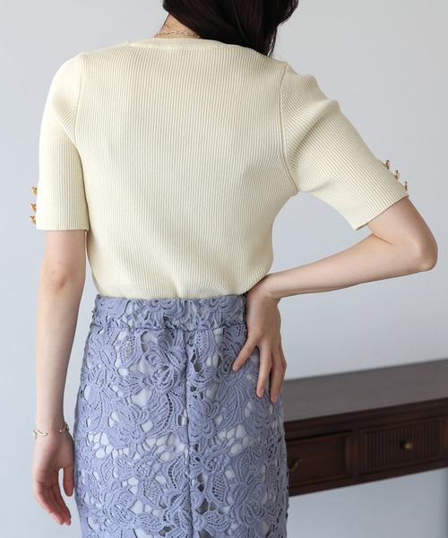 「BLUEEAST」 半袖ニット MEDIUM ブラック レディース_画像9