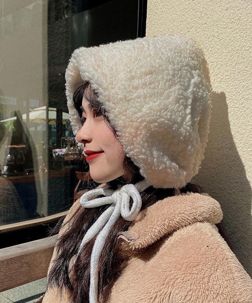 VIBGYOR ニット帽 ニットキャップ pur chouchou/紐付き ボア フード