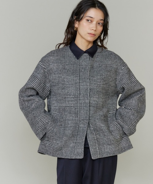 INED ショート丈コート　黒 INED｜ショート丈 ショールカラーフードダウンコート | Rakuten