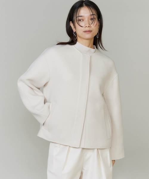 INED（イネド） ノーカラーコート コート ライトウエイト両面ビーバー