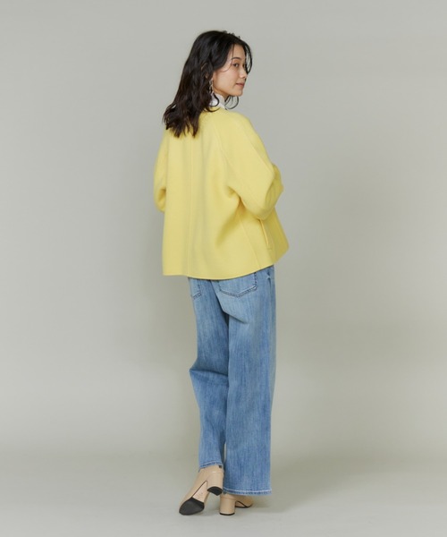 INED（イネド） ノーカラーコート コート ライトウエイト両面ビーバー