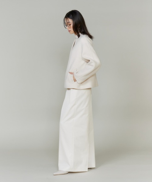 IENA ビーバーショートコート ノーカラー ウール INED（イネド） ノーカラーコート コート ライトウエイト両面ビーバー