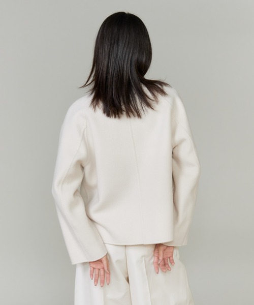 INED（イネド） ノーカラーコート コート ライトウエイト両面ビーバー