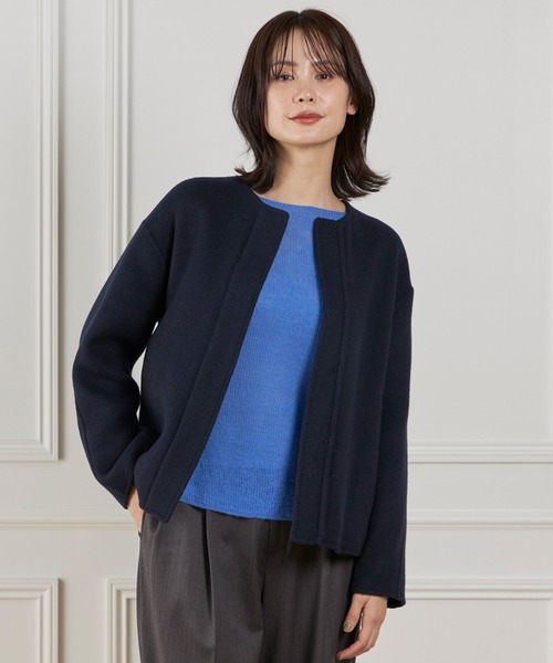 INED（イネド） ノーカラーコート コート ライトウエイト両面ビーバー