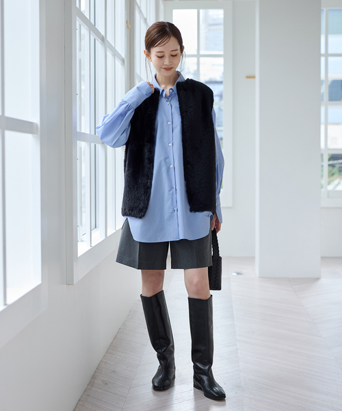 ベイクルーズ　フェザーCNベスト　黒 JOURNAL STANDARD（ジャーナルスタンダード） ベスト ジレ 「WEB限定