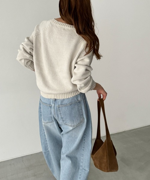 「CANAL JEAN」 「el mar」長袖ニット ONE SIZE ベージュ レディース_画像2