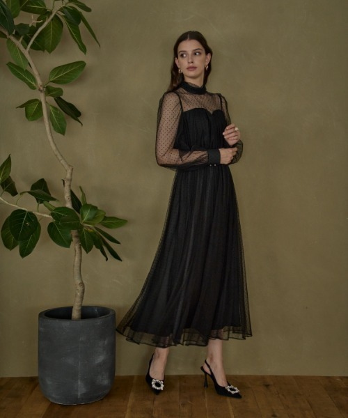 ERADIE エラディエ Flocked Tulle Lace Dress ERADIE（エラディエ） ワンピース Flocked Tulle Lace Dress ドット