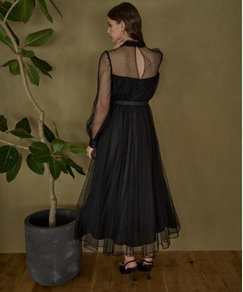 ERADIE エラディエ Flocked Tulle Lace Dress ERADIE（エラディエ） ワンピース Flocked Tulle Lace Dress ドット