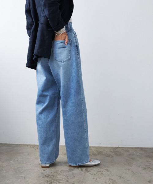 YANUK ワイドレッグデニム　22 YANUK（ヤヌーク） デニムパンツ 22inch インディゴブルー レディース