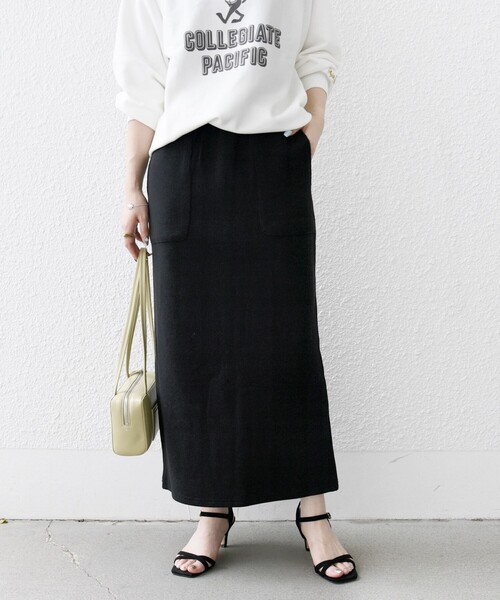 SHIPS any 「SHIPS any」 ロングスカート ONE SIZE ブラック