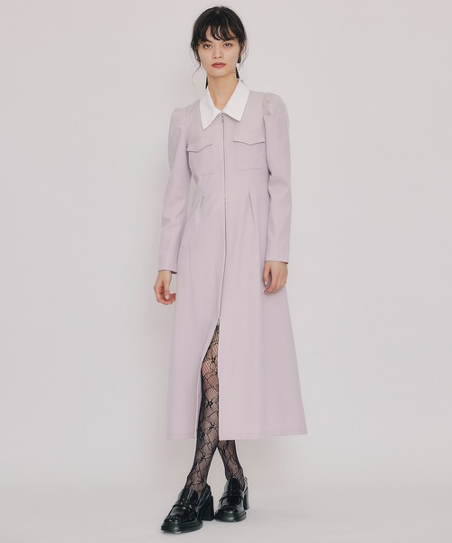 ロング　ワンピース REDYAZEL（レディアゼル） ワンピース フロントZIPバイカラーロング